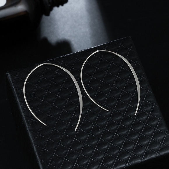 Silver Upside Down ‘U’ Ear Wire Earrings - Picture 3 of 5
